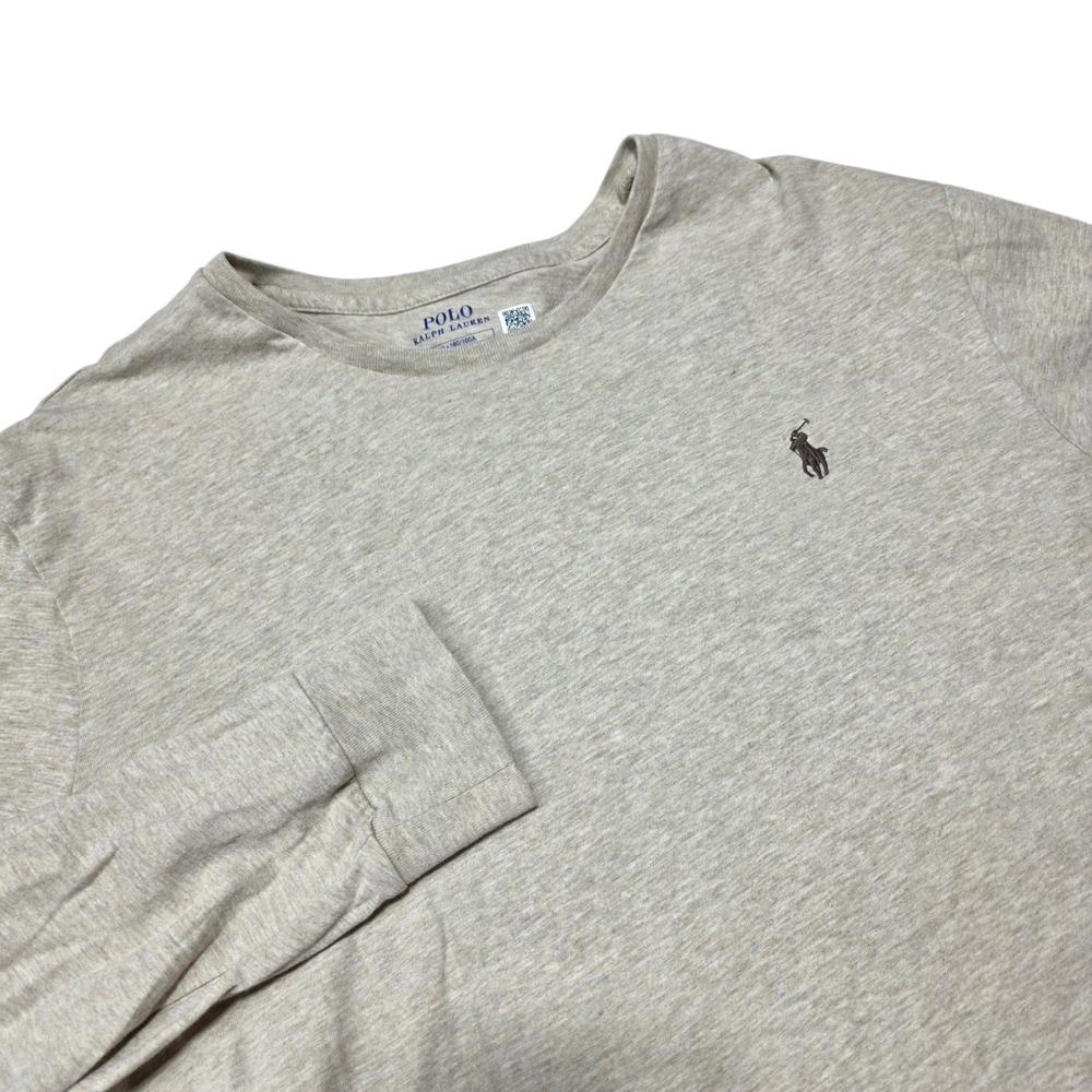 Polo Ralph Lauren T-Shirt‎ Mens L Beige Long Sleeve Pony Logo Cotton